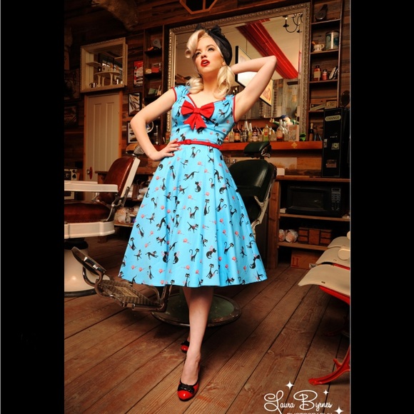 Pinup Couture Cat Print Heidi Dress - Picture 1 of 8